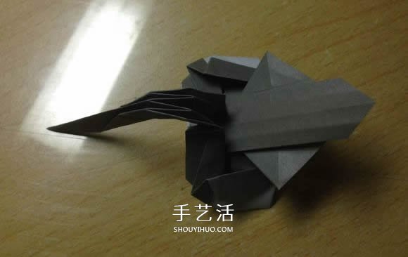 挖土机的折纸方法图解 手工挖掘机的折法过程(图60)