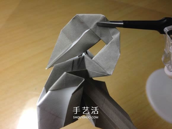 挖土机的折纸方法图解 手工挖掘机的折法过程(图67)