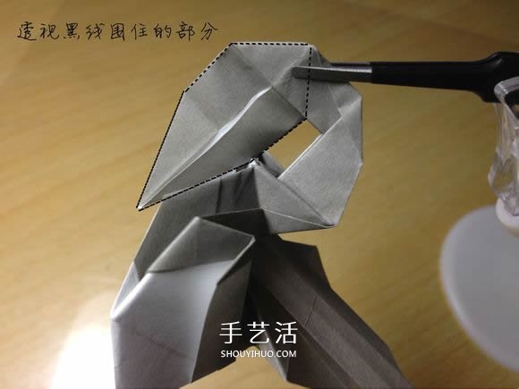 挖土机的折纸方法图解 手工挖掘机的折法过程(图68)