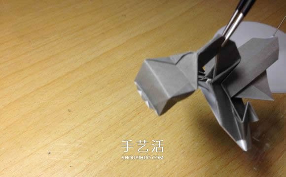 挖土机的折纸方法图解 手工挖掘机的折法过程(图75)