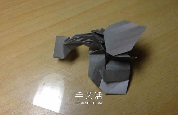 挖土机的折纸方法图解 手工挖掘机的折法过程(图80)