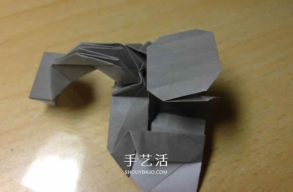 挖土机的折纸方法图解 手工挖掘机的折法过程(图82)