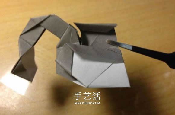 挖土机的折纸方法图解 手工挖掘机的折法过程(图83)