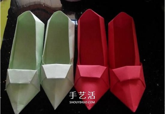 简易高跟鞋的折法图解 手工折纸高跟鞋的方法(图3)