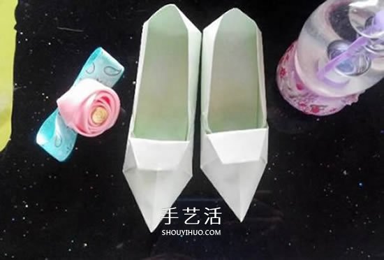 简易高跟鞋的折法图解 手工折纸高跟鞋的方法 - 双维造物网