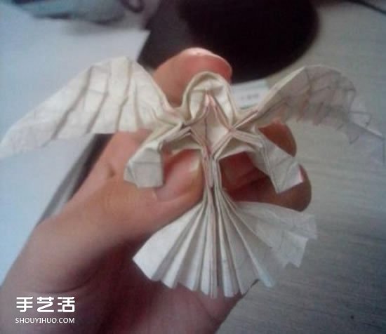 美丽天使的折纸方法 手工折叠立体天使图解(图60)