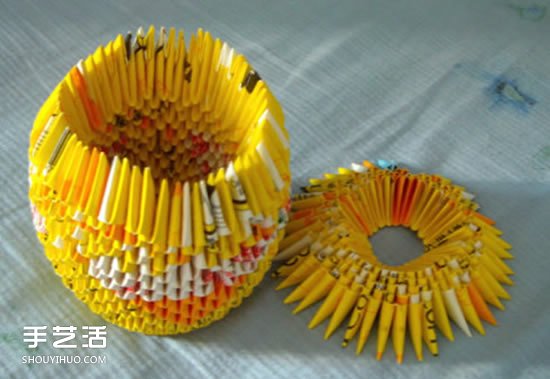 三角插笔筒步骤图解 三角插菠萝笔筒的具体插法(图17)