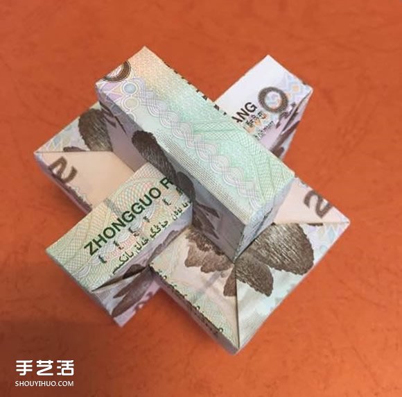 孔明锁的折纸方法图解 手工折鲁班锁的折法(图17)