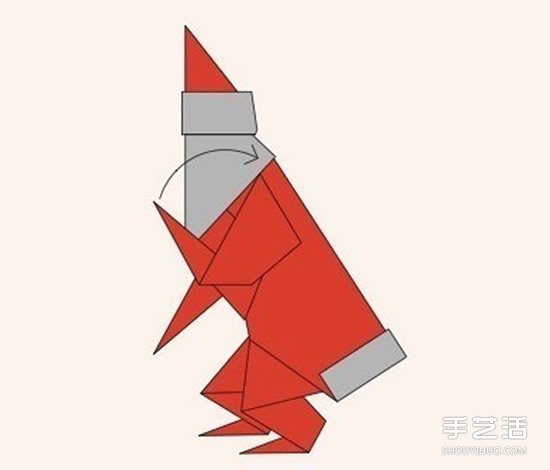 圣诞老人折纸步骤图 手工折纸圣诞老人教程(图40)