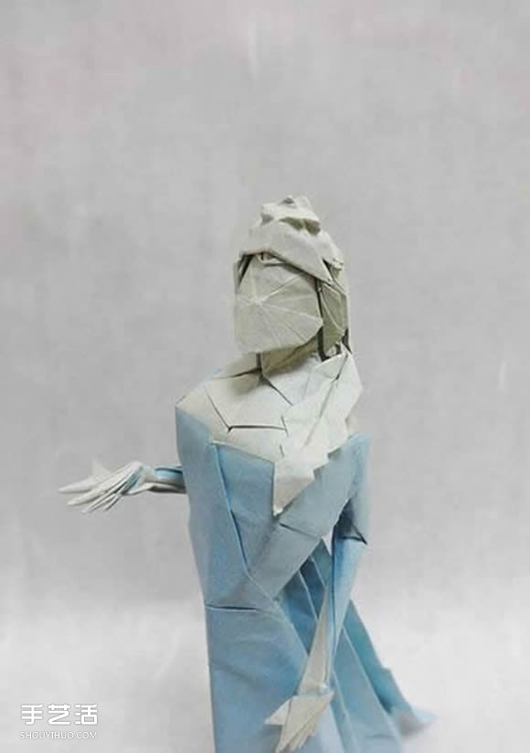 冰雪女王艾莎折纸图解 立体女性人物折纸教程 - 双维造物网