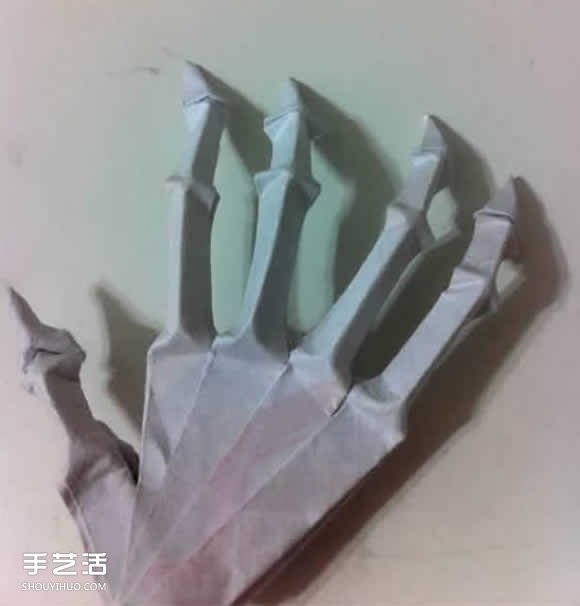 骷髅手骨的折纸方法图解 万圣节恐怖骷髅手折法(图19)
