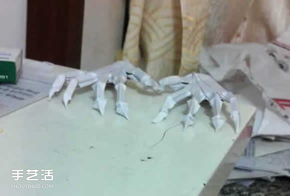 骷髅手骨的折纸方法图解 万圣节恐怖骷髅手折法(图21)