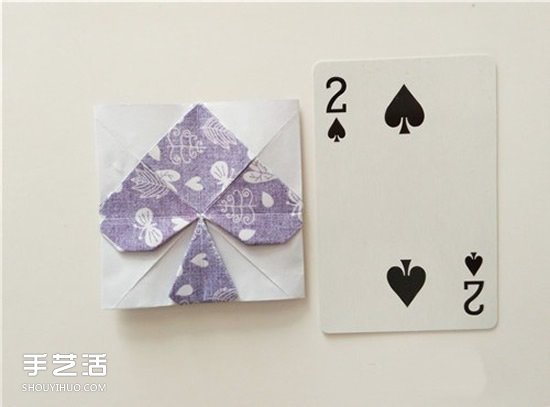 扑克牌黑桃和梅花花色的折纸方法图解(图35)