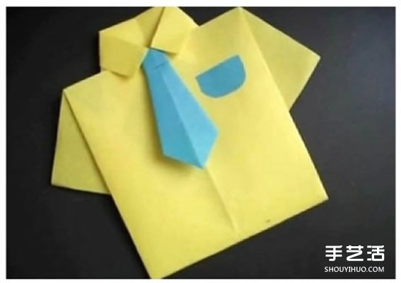 配领带的短袖衬衫折纸 短袖衬衫和领带的折法 - 双维造物网