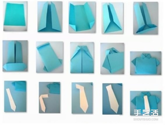 配领带的短袖衬衫折纸 短袖衬衫和领带的折法(图2)