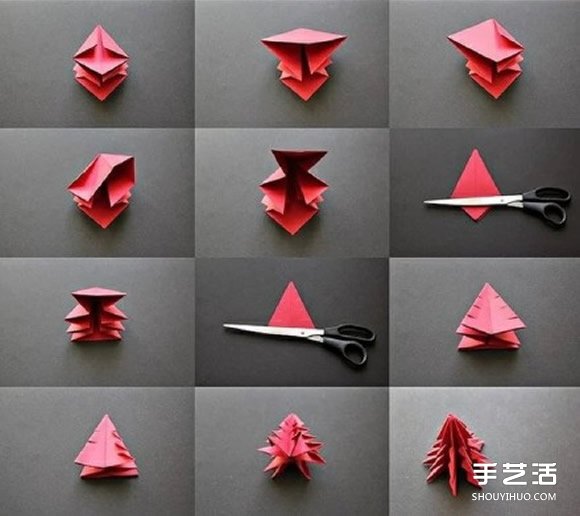 一张纸折纸圣诞树的折法 立体圣诞树折纸图解(图2)