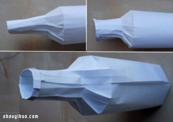 折纸立体酒瓶花瓶的折法图解教程(图9)