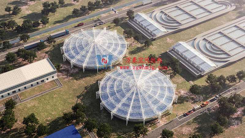 格尔木工业园ETFE膜结构污水池加盖工程 格尔木工业园ETFE膜结构污水池加盖工程