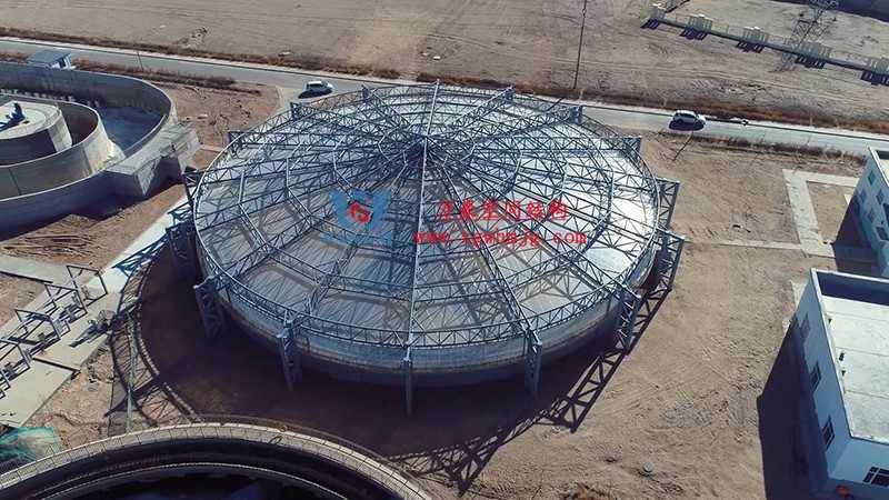 格尔木工业园ETFE膜结构污水池加盖工程 格尔木工业园ETFE膜结构污水池加盖工程