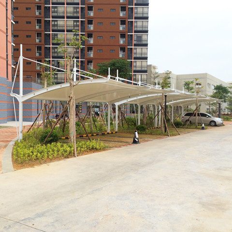 TC026 斜拉式膜结构停车棚 惠州大亚湾惠炼家园
