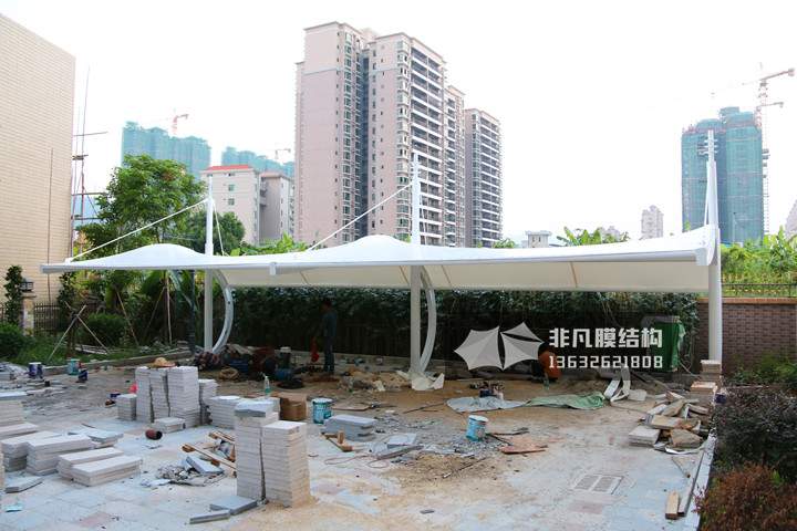 TC028 膜结构停车棚 惠州粤惠苑别墅