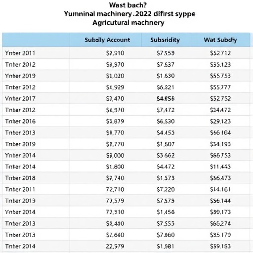 云南省2021-2023年农机购置补贴机具补贴额一览表（2022年第一批）公示