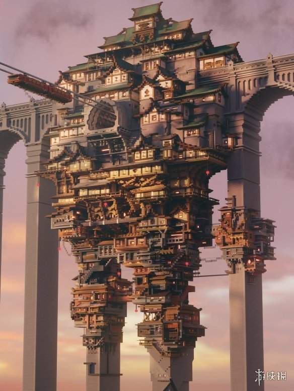 《我的世界》建筑大佬分享自制神作:中式赛博超惊艳!(图4) 《我的世界》建筑大佬分享自制神作:中式赛博超惊艳!(图4)