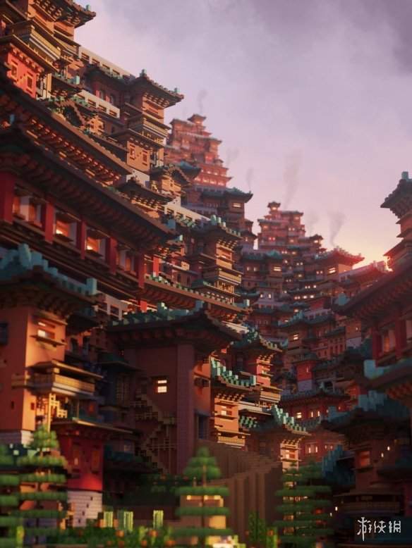 《我的世界》建筑大佬分享自制神作:中式赛博超惊艳!(图2) 《我的世界》建筑大佬分享自制神作:中式赛博超惊艳!(图2)