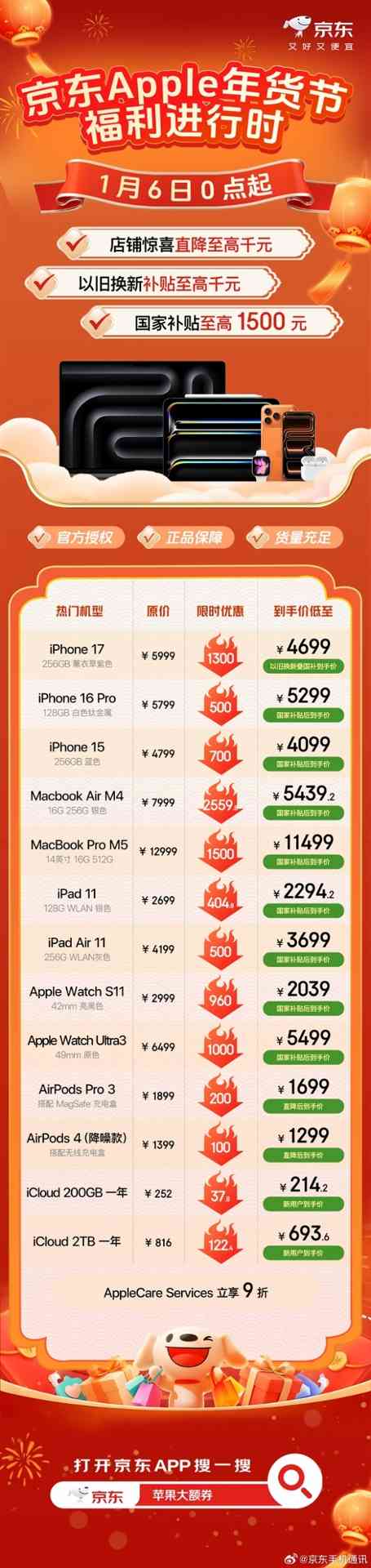 京东Apple年货节来了!iPhone17迎来历史最低价4699元(图2) 京东Apple年货节来了!iPhone17迎来历史最低价4699元(图2)