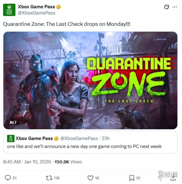 1月12日上线! Xbox官宣《检疫区 最后一站》加入PGP(图1)