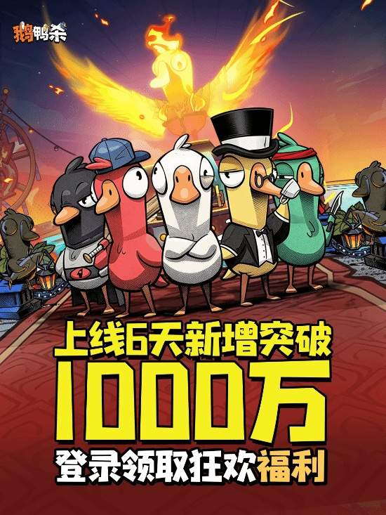 上线六日 《鹅鸭杀》手游新增用户破千万 福利大放送(图3) 上线六日 《鹅鸭杀》手游新增用户破千万 福利大放送(图3)