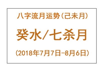 2018年八字己未月运势：癸水/七杀月(图1)