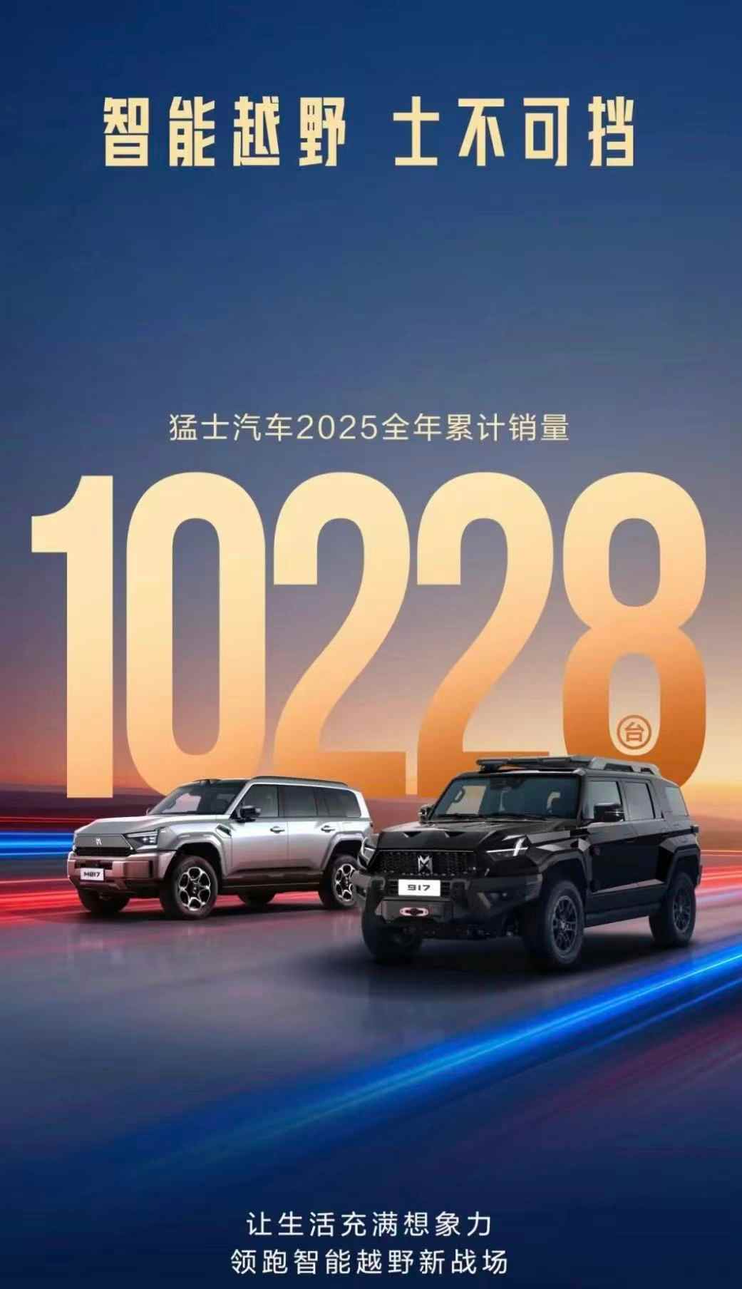 猛士汽车2025年累计销量10228台 猛士汽车2025年累计销量10228台