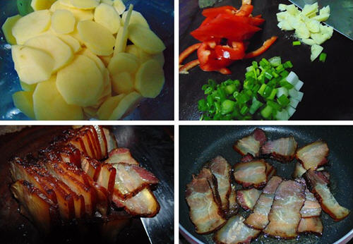 烟熏腊肉炒土豆片