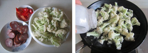 哈尔滨红肠炒花菜 哈尔滨红肠炒花菜