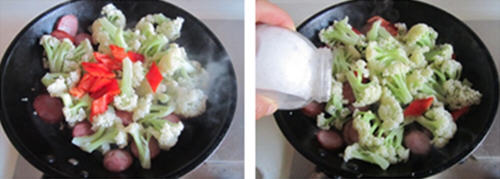 哈尔滨红肠炒花菜 哈尔滨红肠炒花菜