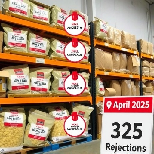 2025年4月有325批次不合格食品未准入境